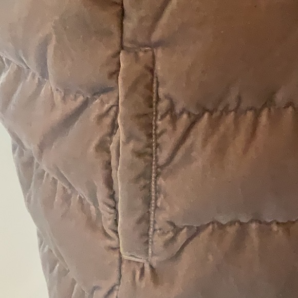 Puffy vest -color is iridescent gray/dark taupe velour feel. Size L. - Picture 5 of 10